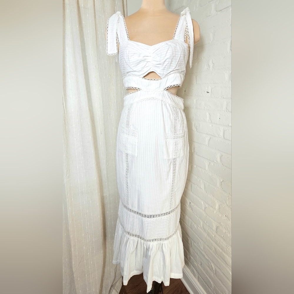Alice McCall A Foreign Affair Dress | Porcelain White Lace Cutout Midi | NWT